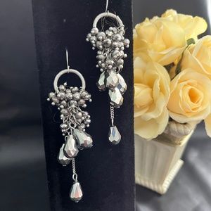 Beautiful Silver Beaded Cluster Earrings